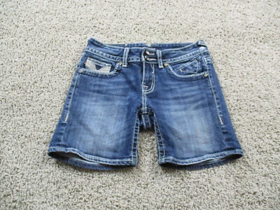 Vigoss 短款男式 26 蓝色百慕大纽约 Bedazzle 刺绣牛仔布 — 第 1/4 张图片