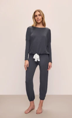 Eberjey Gisele Heather Grey Slouchy TOP ONLY Tencel Modal Charcoal Small SOFT - Image 1 of 4