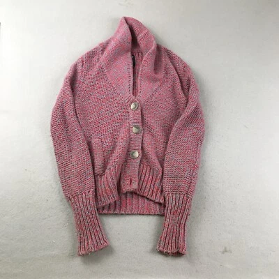 Suéter American Eagle Mujer Mediano Rosa Pelo de Conejo Lana Mangas Largas Cárdigan Foto 1 de 4