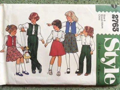 Style 2763 Retro 1970s Child's Sewing Pattern Blouse Skirt Trousers Vest Size 8 - Image 1 of 3
