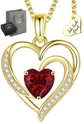925 Silber Herzkette Kette Herz Goldkette vergoldet Anhänger Geschenk für Frauen - Bild 1 von 4