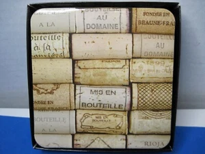 6 count Acrylic film on cork back Wine Cork design 4" (10cm) Drink Coasters - Picture 1 of 10