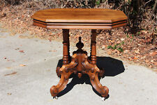 Fancy Solid Walnut Victorian Renaissance Revival Table with Ornate Carved Base