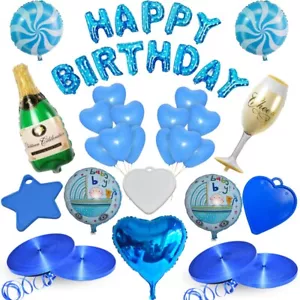 Decoration Foil Balloons For Boys Birthday Party New Born Boy Baby Shower Decor - Picture 1 of 21