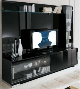 Italian Black Gloss Media TV Stand - Picture 1 of 2