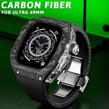 Luxury Carbon Fiber Fluororubber Strap DIY Mod Kit for Apple Watch Ultra 2 49MM