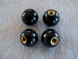 1" Black Plastic Ball Knob w/ 1/4" Threaded Insert - Joystick Head Clamping - Picture 1 of 5