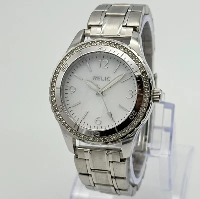 Дамы реликвия серебристого тона все стальной браслет часы, кристалл акценты, 38 мм ZR11907 - Изображение 1 из 4