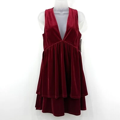 Vestido Gianni Bini para mujer 6 terciopelo rojo nuevo con etiquetas Judy Babydoll fiesta en capas caprichoso Foto 1 de 4