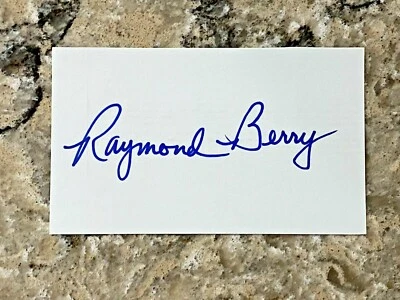 Raymond Berry signed Baltimore Colts HOF NFL Index Card JSA  - Image 1 of 2