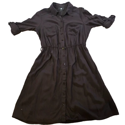 IZ BYER TALLA XS NEGRO ABOTONADO CAMISA VESTIDO MANGA 3/4 BOTÓN LENGÜETA MUJER MINI VESTIDO Foto 1 de 4
