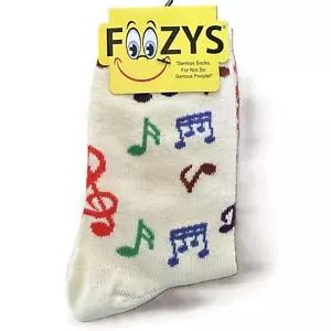 Calzini da donna nuovi con etichette Foozys motivo note musicali lavorati a maglia taglia unica - Foto 1 di 3