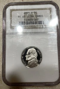 2001-S Jefferson Proof Nickel, NGC PF69 Ultra Cameo - Free Shipping - Picture 1 of 5