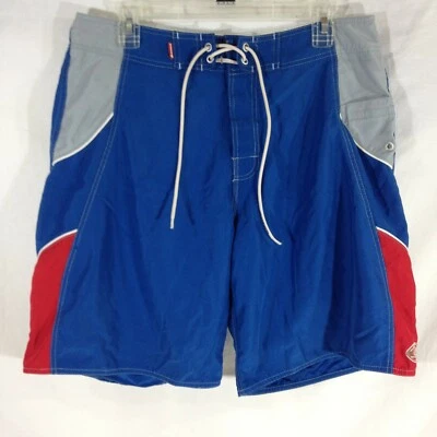  Pantalones cortos de tabla para hombre QUICKSILVER, azul/rojo/plateado, talla 32 Foto 1 de 4