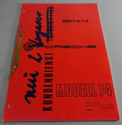 Manual de Taller / Servicio Al Cliente Información VW Porsche 914 1,8 Año Modelo - Imagen 1 de 2