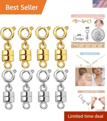 8-Piece Magnetic Necklace Clasps in 14K Gold & Silver - Stylish Jewelry Closures - Image 1 of 4