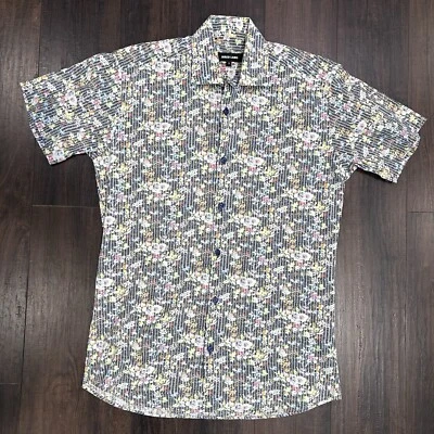 Jared Lang Sz S Men’s Floral Print Button Up Cotton Shirt Short Sleeve - Image 1 of 4