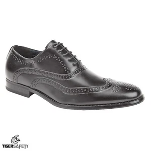 Goor M370A Mens Black PU Leather Formal Fashion 5 Eyelet Oxford Brogue Shoes