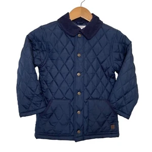 Janie and Jack Boys Quilted Barn Navy Coat Jacket Corduroy Trim Size 5/6 Yrs - Picture 1 of 12