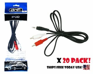 20 Pack 4 Feet Premium 3.5 MM AUX Male To 2 RCA Male Audio Cable Cord iPod + MP3 - Picture 1 of 1