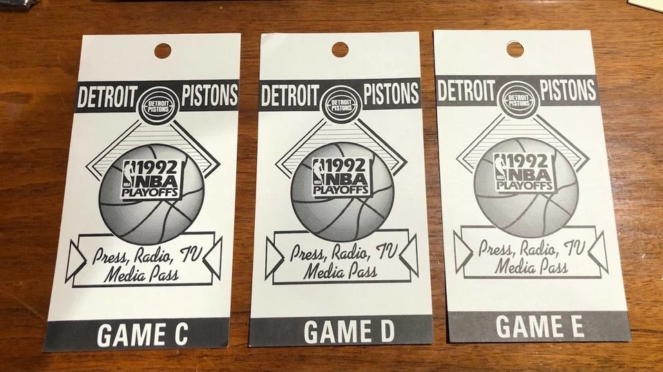 1992 NBA Playoffs Detroit Pistons Basketball Press Pass / Ticket lot of 3 #CDE - Image 1 of 1