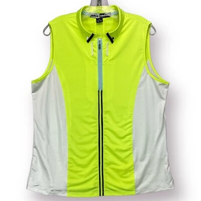 Camisa Top Jamie Sadock Para Mujer XL Verde Neón 1/4 Cremallera Sin Mangas Golf Tenis Foto 1 de 4