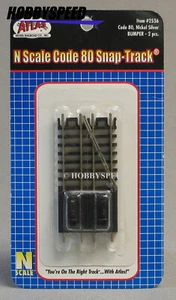 ATLAS N SCALE 2536 CODE 80 SNAP TRACK BUMPER 2 PK black ties stops gauge ATL2536 - Picture 1 of 2