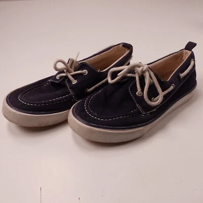 Zapatos informales de barco de lona Gymboree azul marino blanco cordones niños talla 2 Foto 1 de 4