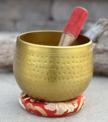 Large Tibetan Ring Gong Singing Bowl Complete Set Deep Meditation Yoga - Image 1 of 4