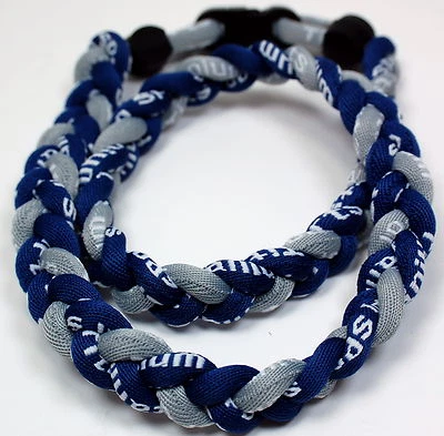 NOT JUST AN EMPTY BOX ATHLETIC GEAR Navy Blue Gray Grey 3 Rope Titanium Sport Necklace Tornado Baseball Softball