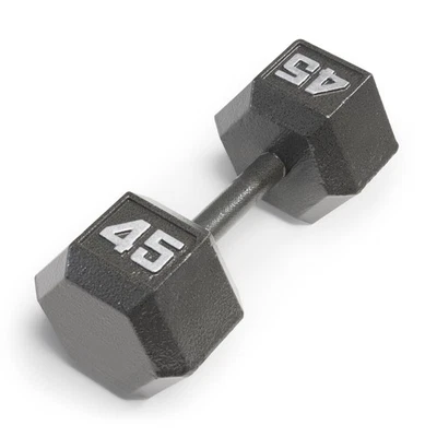 45lb Cast Iron Hex Dumbbell, Single, IV-2045, Black - Image 1 of 4