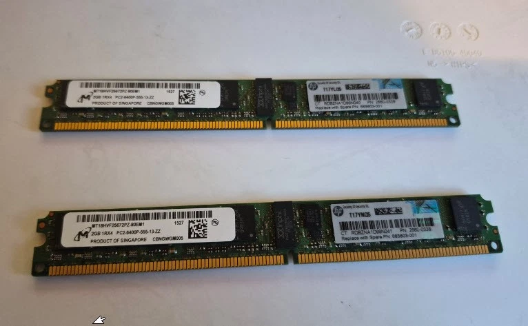 4GB (2x2GB) HP 683803-001 Memory DIMM VLP DDR2 683803-001 - Image 1 of 1