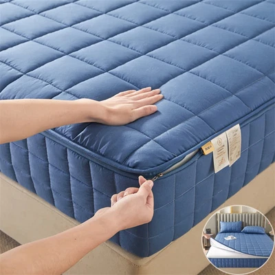Six Sides All Inclusive MattressCover with Zipper Fitted Sheet Quilted Protector - Image 1 of 4