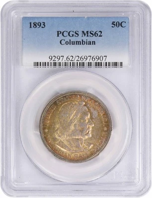 Columbian Commemorative Silver Half Dollar 1893 MS62 PCGS Toned - Image 1 of 2