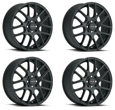 套装 4 17 英寸 Vision Street 426H 十字哑光黑色车轮 17x7.5 5x112 轮辋 38 毫米 — 第 1/4 张图片