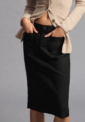 Saia Maeve Anthropologie Colette preta de linho elástico bolsos viscose nova com etiquetas $110 - Imagem 1 de 4