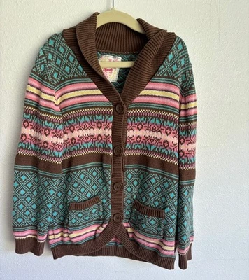 Girls Oshkosh Bgosh Cotton Mix Brown Kids Cardigan Sweater  Sz 6 - Image 1 of 3
