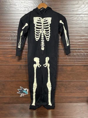 Gap Kids Skeleton One Piece Suit Glow In The Dark Size 6 Black Halloween Used - Image 1 of 4