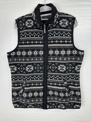 Chaleco deportivo para mujer Karen Scott, negro, polar con cremallera, mediano Foto 1 de 4