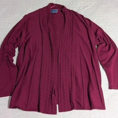 Cárdigan para mujer Karen Scott XL ciruela púrpura acento de encaje frente abierto mezcla de rayón  Foto 1 de 4