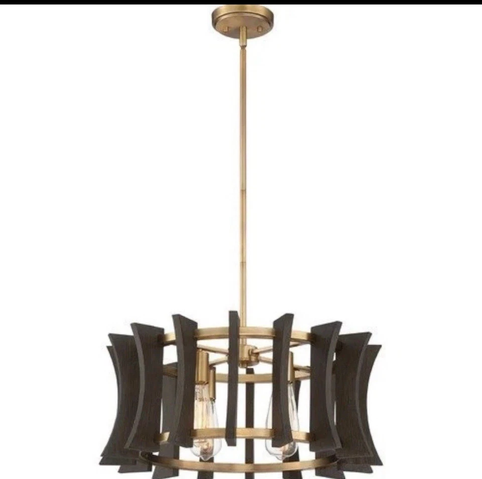 Pingente suspenso Quoizel Cordelia 4 luzes – Latão envelhecido (modelo QOP5196AB) CAIXA ABERTA - Imagem 1 de 4