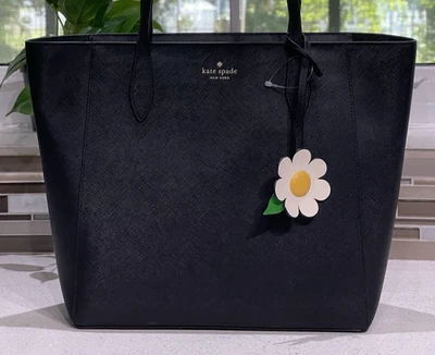 KATE SPADE DANA BOLSO DE HOMBRO CON CREMALLERA BOLSO DE MANO NEGRO MARGARITA FLOR DORADO Foto 1 de 4