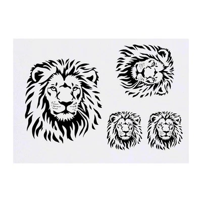 AZEEDA 4 x "Löwenportrait" Temporäre Tattoos / Transfers (TO00082748)