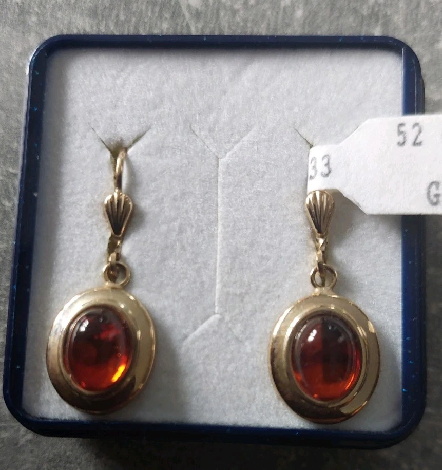 Ohrhänger 333er Gelbgold Bernstein Ohrringe Ohrschmuck - Bild 1 von 4