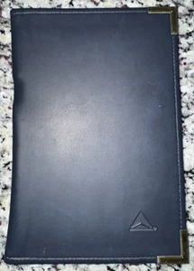 Delta Airlines Vintage Executive Small Writing Pad Holder Navy W Gold Corners - Picture 1 of 5