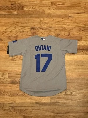 S.OHTANI Ohtani #17 Los Angeles Dodgers Gray Jersey Stitched YOUTH MEDIUM Jersey