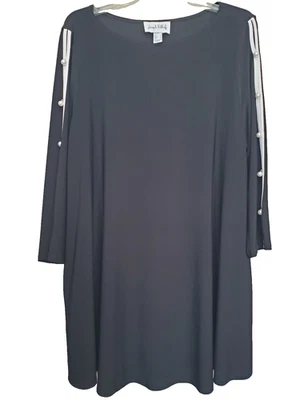 Túnica Joseph Ribkoff negra manga abertura acento perlado con bolsillos talla 12 Foto 1 de 4