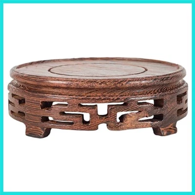 Jarrón redondo de madera chino ala de pollo base de madera planta Buda estatua piedra di... Foto 1 de 4