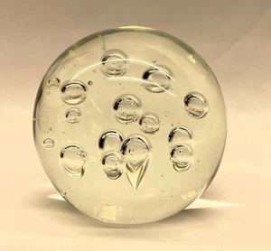 Beautiful 2.5" Clear Glass Paperweight with Decorative Bubbles - Picture 1 of 1