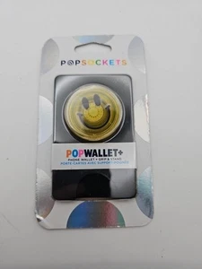 PopSockets PopWallet Phone Grip Stand Wallet Classic Black Smiley Face Swap Top - Picture 1 of 2